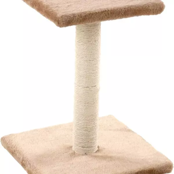 Flamingo Jannu   Krabpaal KRABPAAL JANNU BEIGE 29x29x40CM De krabpaal Jannu is een compacte krabpaal met een vierkante voetplaat en een leuk plateau waarop de kat het overzicht heeft. De paal is omwikkeld met sisal waaraan de kat goed de nagels kan verzorgen. De bodemplaat en het voetstuk zijn bedekt met zacht pluche voor extra comfort.