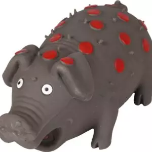 Flamingo Walae   Speelgoed LATEX VARKEN STIP GRIJS 18CM Dit varken van latex bevat een intern knorrend geluid voor verhoogd speelgenot.