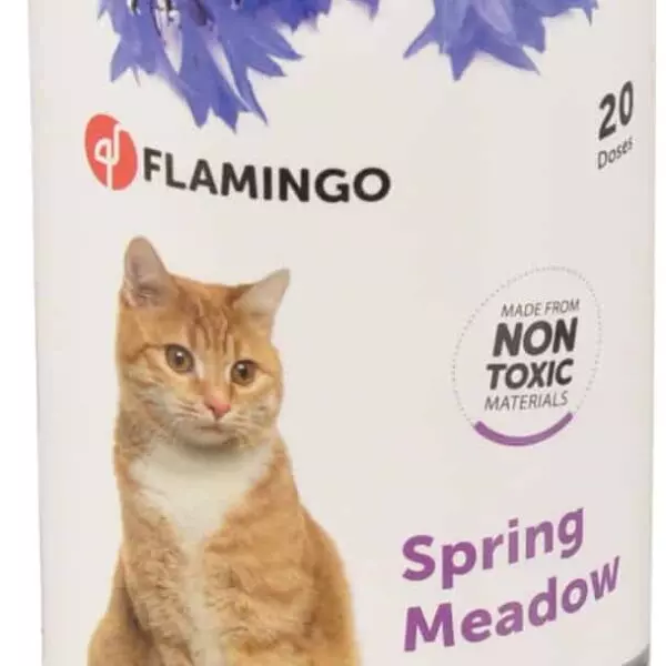 Flamingo    Kattenbakontgeurder DEO CAT - SPRING MEADOW De deo cat absorbeert onaangename geurtjes en verspreidt een aangenaam parfum.
