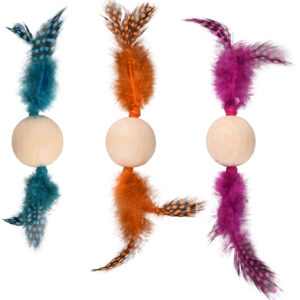 Flamingo Kirk   Speelgoed PS KIRK BAL HOUT ASSORTIMENT Kirk Bal is ideaal speelgoed voor jouw kat! Gemaakt van esdoornhout en voorzien van veren voor extra speelplezier. Verkrijgbaar in diverse kleuren. Laat je kat genieten van dit leuke speeltje!