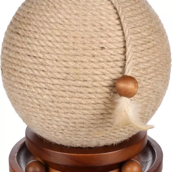 Flamingo Isabella   Krabbal KRABBAL MET BALLENBAAN ISABELLA M DIA. 21CM Deze krabbal is het perfecte speelgoed voor je kat. Gemaakt van duurzaam dennenhout en uitgerust met een jute krabtouw