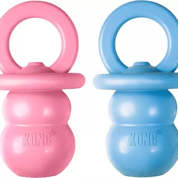 Kong® Binkie   Speelgoed KONG PUPPY BINKIE MD De Kong Binkie is ideaal speelgoed voor je hond. Het is gemaakt van zacht rubber om pijn aan het gebit en tandvlees te verzachten. Je kunt het vullen met snacks of smeerpasta voor extra plezier. Het is verkrijgbaar in verschillende kleuren.