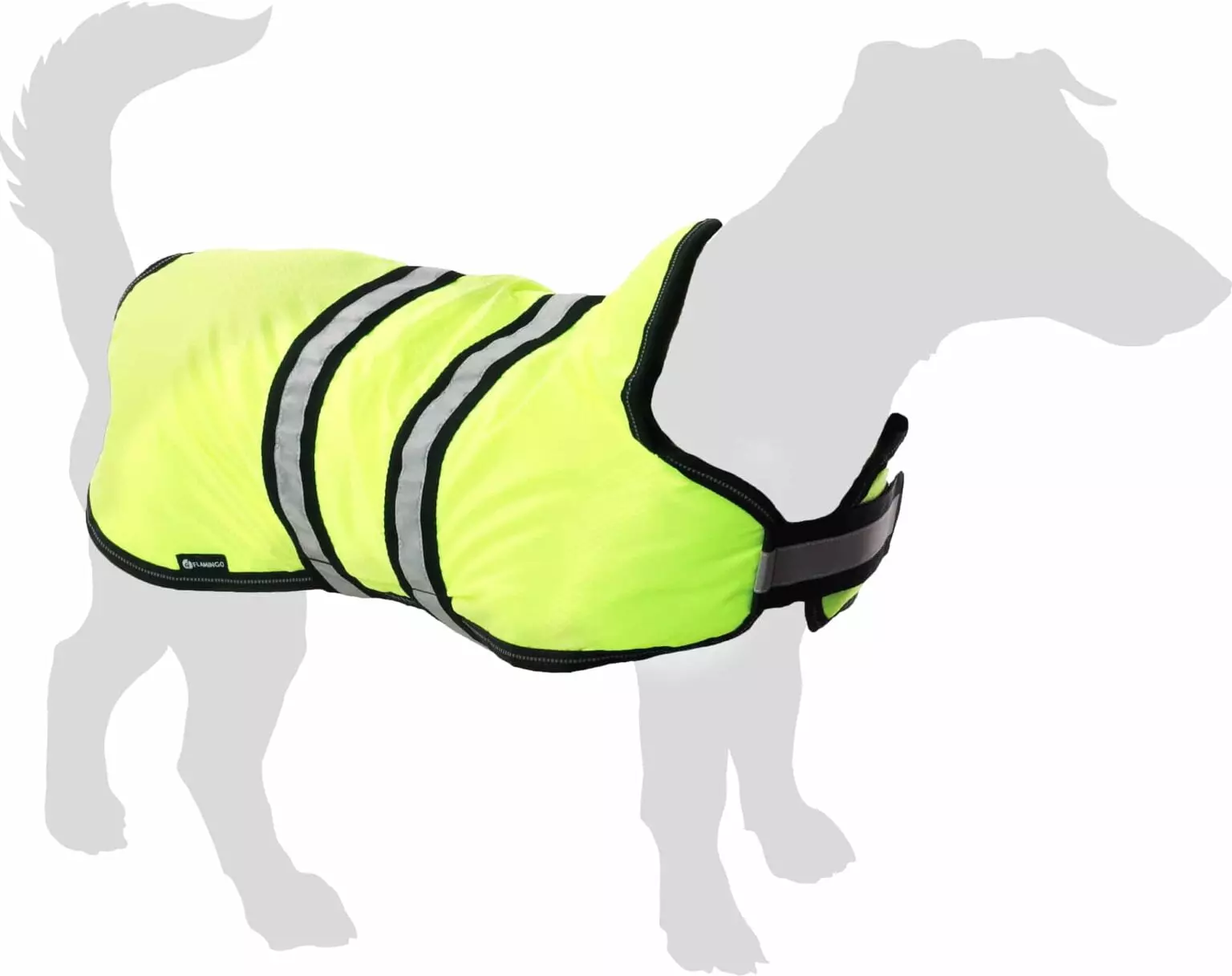 Flamingo Eisbär   Kledij WINTERJAS EISBÄR FLUO GEEL 60CM De Winterjas Eisbär Fluo Geel is ideaal voor jouw huisdier tijdens koude dagen. Het is gemaakt van ademend polyester met polyestervezel vulling en kan gewassen worden op 30°C. De jas heeft reflecterende nek- en buikriemen en klittenband. Dankzij de PU polyurethaan coating is de jas waterbestendig en winddicht. Het heeft elastieken voor de achterpoten en een opening voor de leiband.