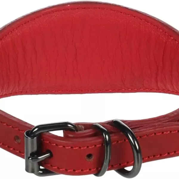 Flamingo Denver Windhond  Halsband HALSBAND DENVER WHIPPET ROOD S/M 26-32CM 50MM Deze rode halsband is ideaal voor jouw hond. Gemaakt van buffelleder en gevuld met schuim voor extra comfort. De donkergrijze gesp zorgt voor een mooie afwerking. Dankzij het geoliede en genaaide leder is de halsband sterk en duurzaam.