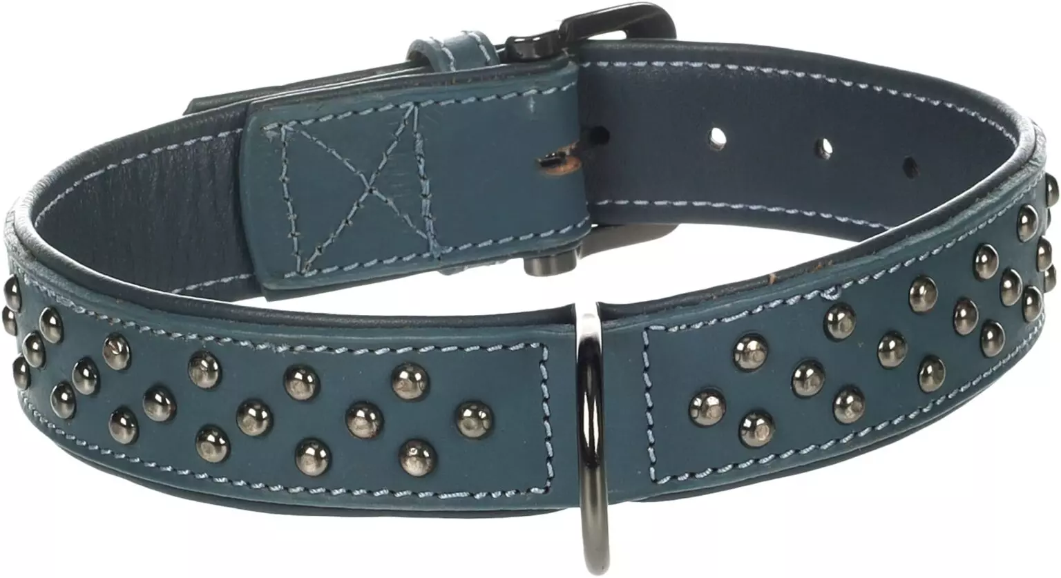 Flamingo Denver Gewoon;met Sierbeslag - Halsband Honden - Halsband Denver + Fitting Blauw L 41-50cm 35mm - 1st - 174678 - Afbeelding 2