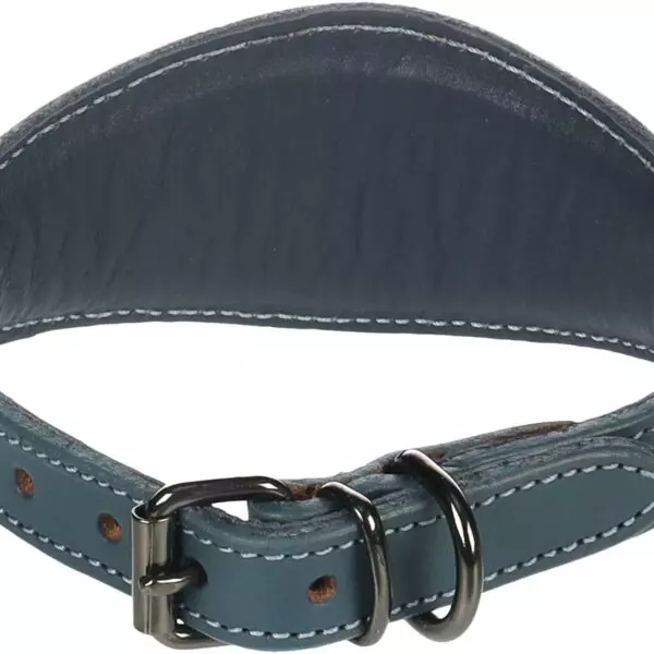Flamingo Denver Windhond  Halsband HALSBAND DENVER WHIPPET BLAUW M 31-38CM 55MM De Denver Blauwe halsband is ideaal voor jouw stoere hond. Hij is gemaakt van buffelleder en gevuld met schuim voor extra comfort. De glanzende donkergrijze gesp voegt een stijlvolle touch toe. Het geoliede leder en de stevige naden zorgen voor duurzaamheid.