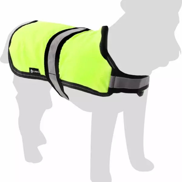 Flamingo Eisbär   Kledij WINTERJAS EISBÄR FLUO GEEL 30CM De Winterjas Eisbär Fluo Geel is ideaal voor jouw huisdier tijdens koude dagen. Het is gemaakt van ademend polyester met polyestervezel vulling en kan gewassen worden op 30°C. De jas heeft reflecterende nek- en buikriemen en klittenband. Dankzij de PU polyurethaan coating is de jas waterbestendig en winddicht. Het heeft elastieken voor de achterpoten en een opening voor de leiband.