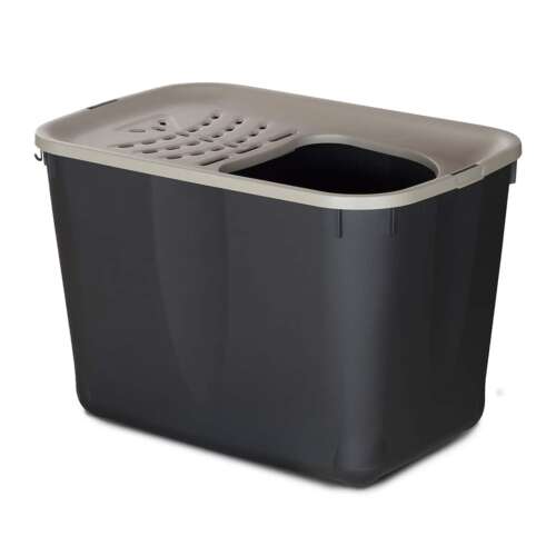 Dit moderne en praktische ECO kattentoilet van duvoplus heeft een opening aan de bovenkant waardoor de kattenbakvulling