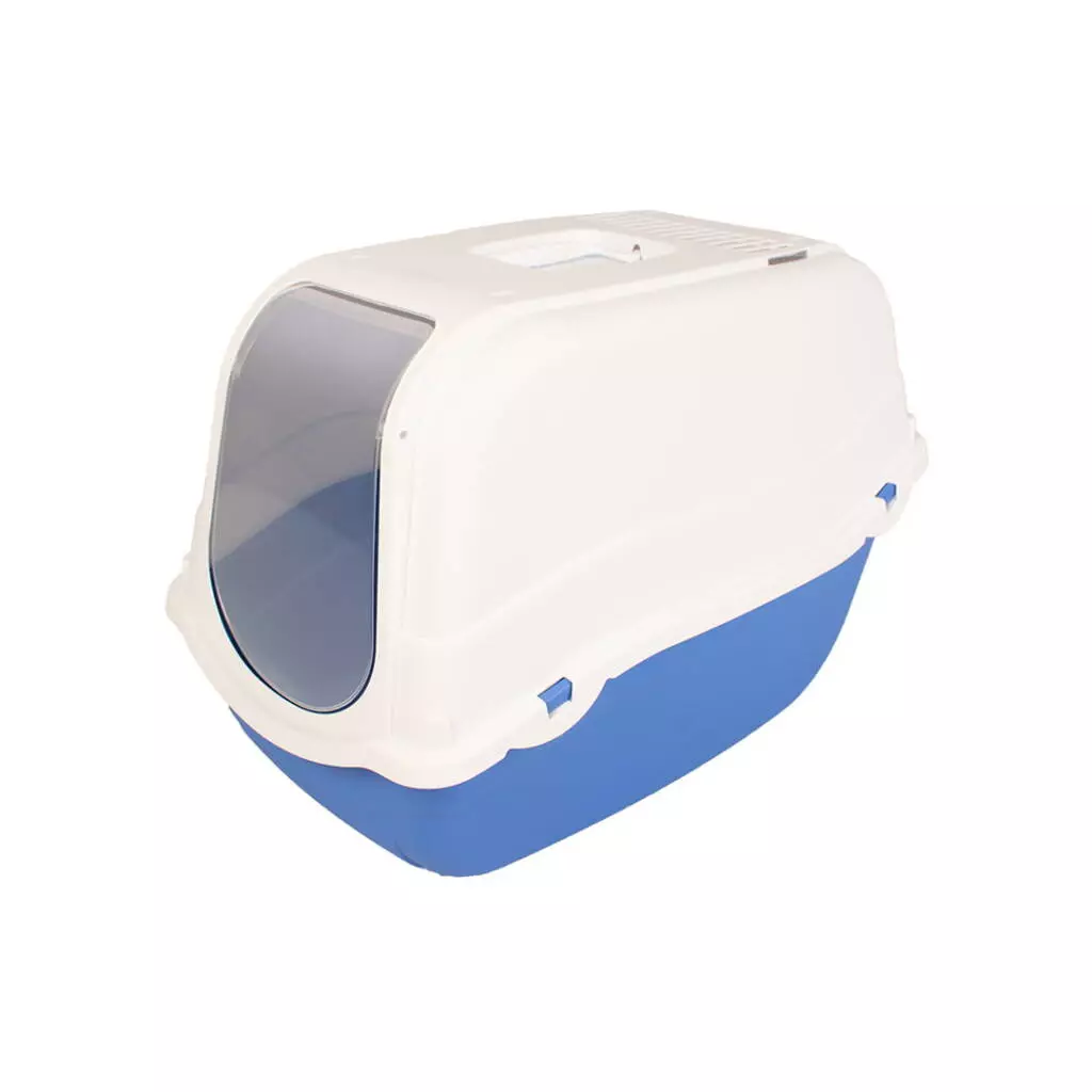 De Curvy kattenbak van duvoplus is een modern gesloten toilet voor katten. Deze kattenbak verschaft de nodige privacy aan de kat en verhindert het verspreiden van onaangename geurtjes in huis. Het ventilatierooster aan de bovenzijde zorgt voor een goede aanstroom van zuurstof. De transparante en zelf-roterende klep zorgt voor een eenvoudige in- en uitgang. De kunststof kattenbak is gemakkelijk uit te kuisen en is dus zeer hygiënisch.
